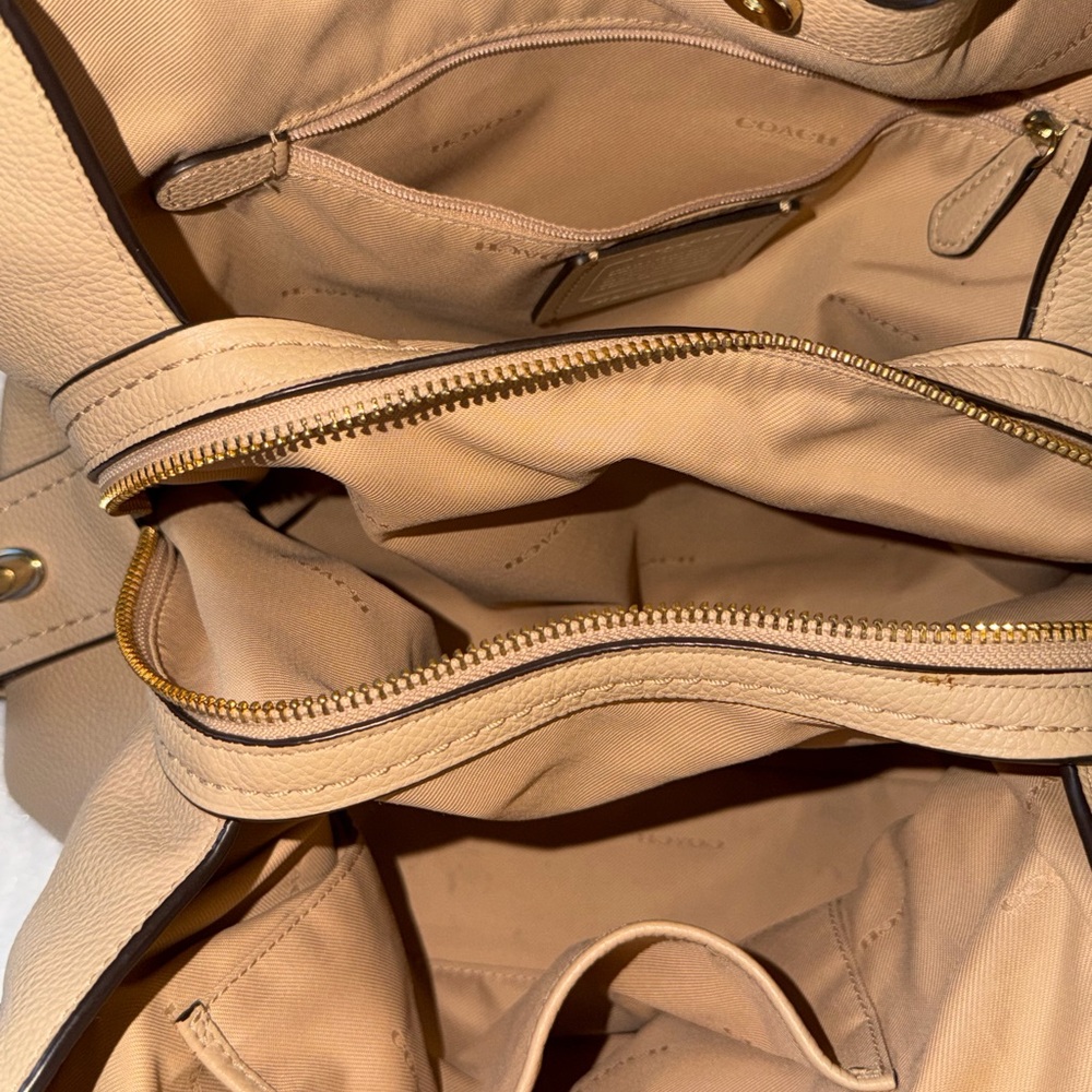 Coach Edie Beige Pebbled Leather Shoulder Bag - Picture 9 of 15